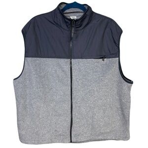 Old Navy Men’s Fleece Vest Gray Navy Blue Zip Pocket Sz XL Outdoor Active